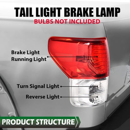 Solid Spare Fit For 07-13 Toyota Tundra Left+Right Rear Tail Lights Brake Lamps w/o Bulbs