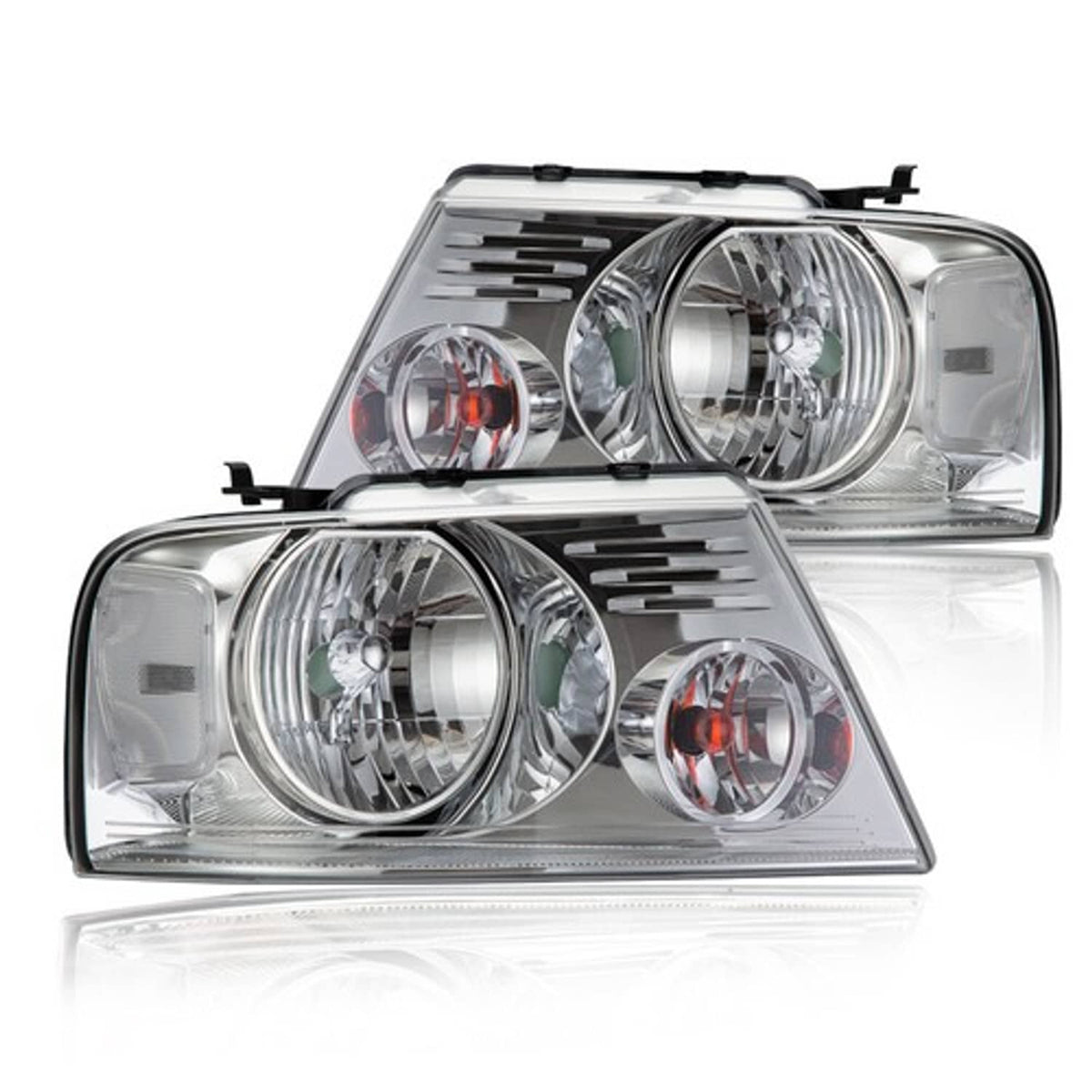 Solid Spare FIT FOR 2004-2008 FORD F150 LINCOLN MARK LT CLEAR CHROME HEADLIGHTS LAMPS LH+RH