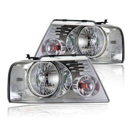 Solid Spare FIT FOR 2004-2008 FORD F150 LINCOLN MARK LT CLEAR CHROME HEADLIGHTS LAMPS LH+RH