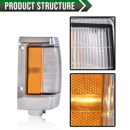 Solid Spare Fit For 90-97 Nissan D21 Pickup Chrome Parking Corner Side Marker Signal Lights