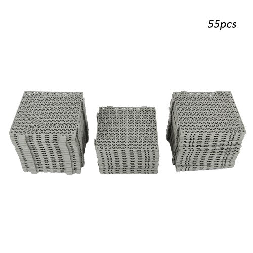 Solid Spare 12x12Inch Interlocking Drainage Floor Tiles Modular Interlocking Tile 55Pcs Gray