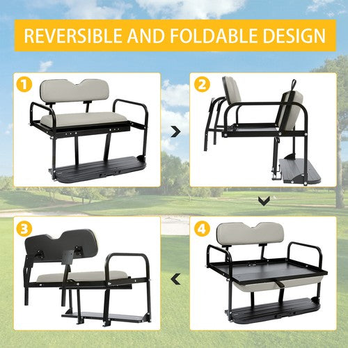 Solid Spare Folding Steel Frame Flip Rear Back Seat For EZGO Marathon Pre-1994 Golf Cart