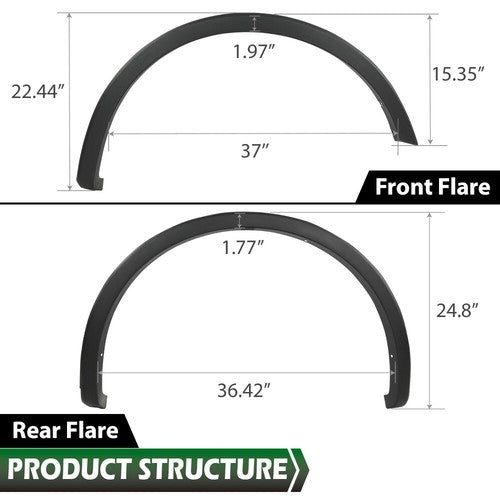 Solid Spare Fit For 2015-2017 Ford F-150 Textured Factory Style Wheel Fender Flares 4pcs