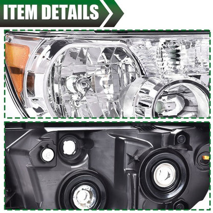 Solid Spare For 2007-2013 Toyota Tundra 2008-2017 Sequoia Chrome Headlights Assembly LH+RH