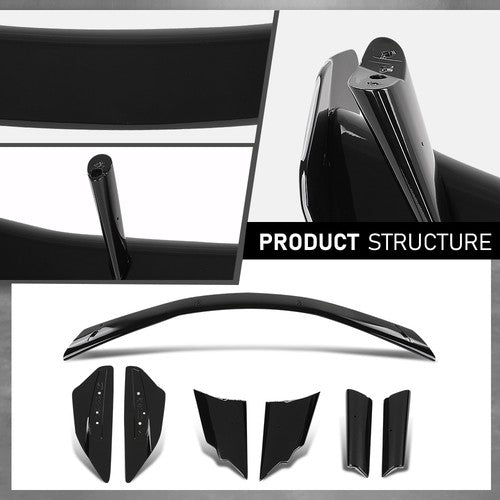 Solid Spare Rear Trunk Spoiler Lid High Wing Kit Fit For 2020-2024 Corvette C8 Matte Black