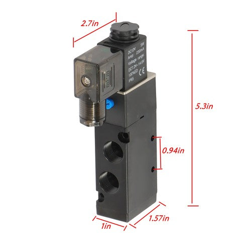 Solid Spare DC12V 3/8" BSPT 5 Way 2 Position Single Solenoid Pneumatic Air Valve