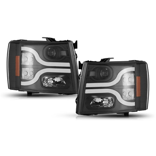 Solid Spare For 2007-2013 Chevy Silverado 1500 2500 3500 HD Projector Headlights Lamp LED