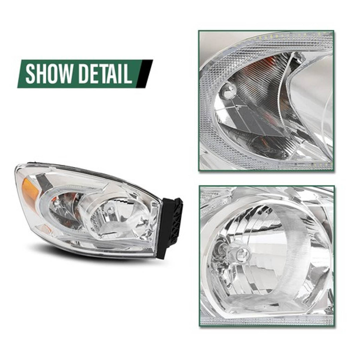 Solid Spare Fit For 06-09 Dodge Ram 1500 2500 3500 Clear/Chrome LED DRL Headlights Headlamps