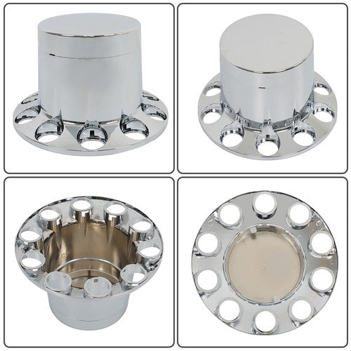 Solid Spare Chrome Hub Cover 33mm Lug Nut Wheel Axle Cover Thread-On Kit Semi Truck New