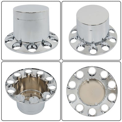 Solid Spare Chrome Hub Cover 33mm Lug Nut Wheel Axle Cover Thread-On Kit Semi Truck New