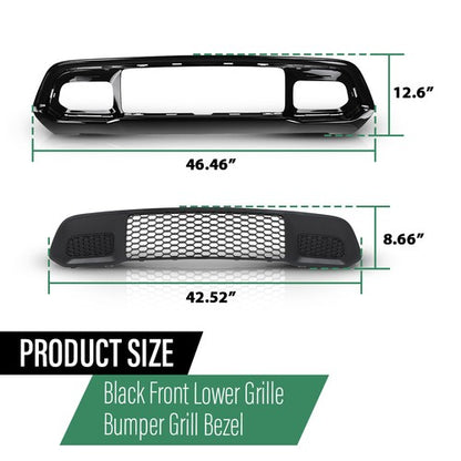 Solid Spare Fit For 2017-2022 Jeep Grand Cherokee Front Lower Grille & Bumper Grill Bezel