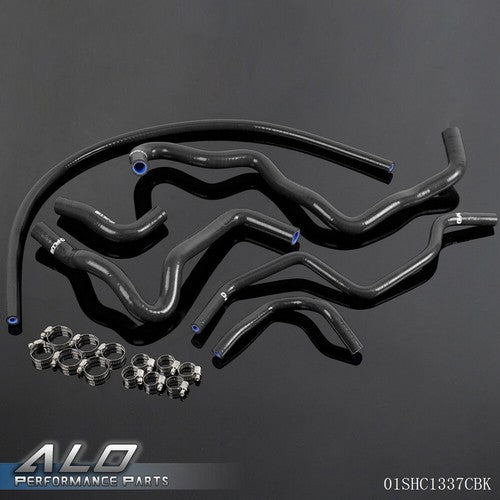Solid Spare Fit For 2001-2005 Honda Civic D17 1.7L Silicone Radiator Hose+Clamps Kit Black