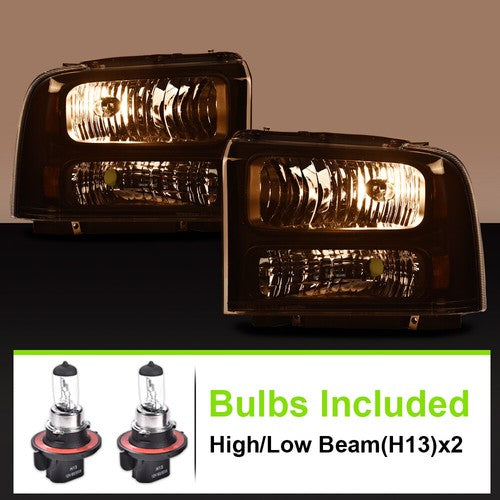 Solid Spare Fit For 1999-2004 Ford Super Duty F250 F350 Excursion Conversion Headlights