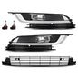 Solid Spare Fit For 2013-2017 Volkswagen CC Front Bumper Lower Grille+Fog Lights Assembly
