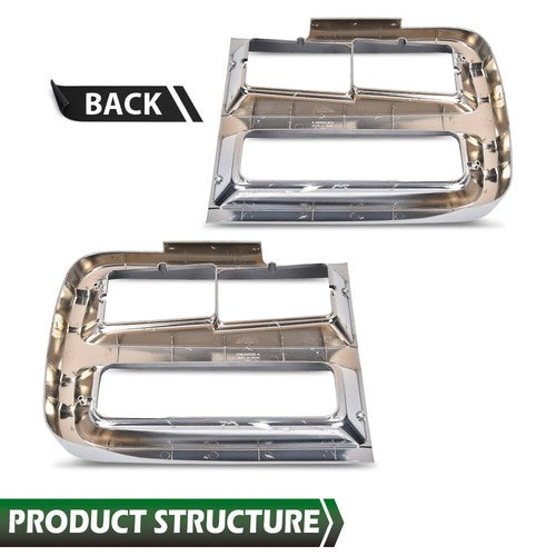Solid Spare Fit For 1992-1995 Chevrolet G10 G20 G30 Silver Headlight Trim Bezel Left+Right