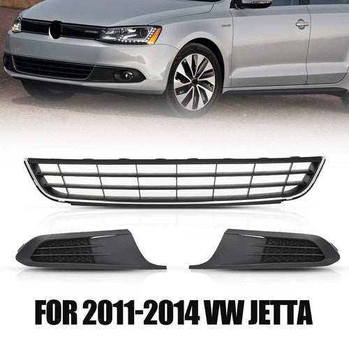 For 2011-2013 2014 Volkswagen VW Jetta Front Lower Grille & Fog Light Cover Kit