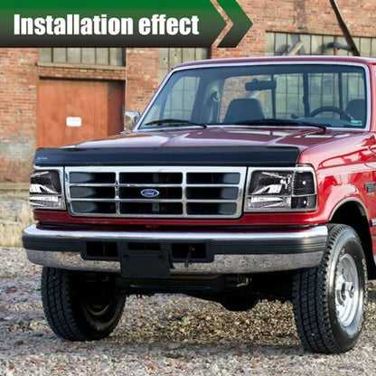 Solid Spare Fit For 1992-1996 Ford F150 F250 F350 Bronco Clear Black Headlights Bumper Lamps