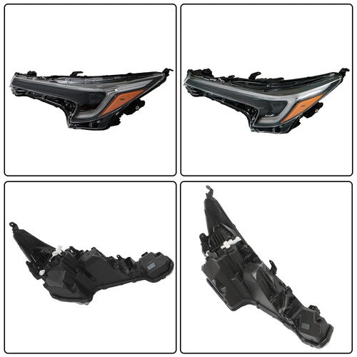 Solid Spare For Toyota Corolla 2023 LH/Driver Side Black Headlight Headlamp Clear Lens LED