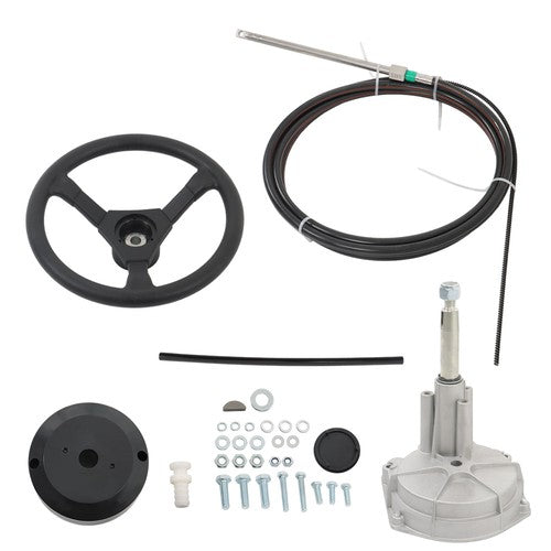 Solid Spare 17 Feet Boat Rotary Steering System Outboard Kit SS13217 Marine With 12.4" Wheel