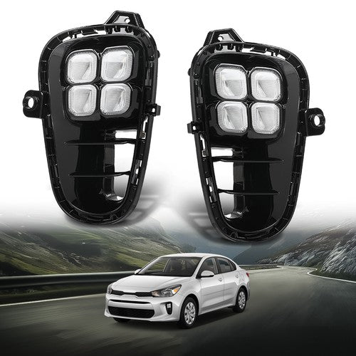 Solid Spare Fit For 18-20 Kia Rio LED DRL Daytime Running Lights Fog Lamps w/ Turn Signal