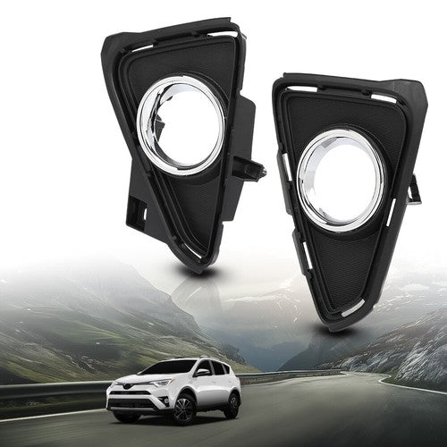 Solid Spare Fit For 2016-2018 Toyota RAV4 Front Bumper Fog Light Cover Bezel Left+Right