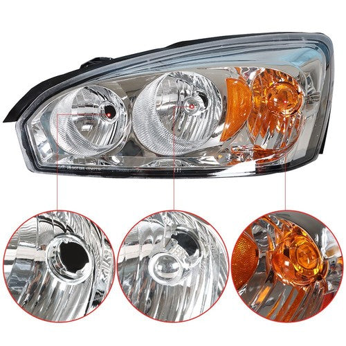 Solid Spare Driver + Passenger Side Headlights Headlamps Halogen For Chevy Malibu 2004-2008