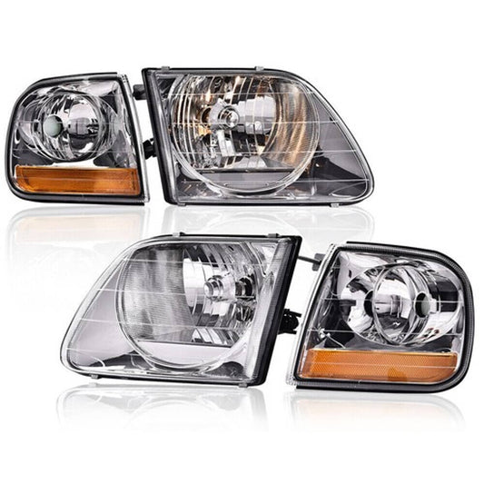 Solid Spare Headlights w/Corner lights LH+RH Fit For 1997 1998-2004 Ford F150 Expedition 4pc