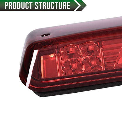 Solid Spare Fit For 04-08 Ford F-150 LED 3rd Third Brake Light Cargo Lamp Red/Chrome