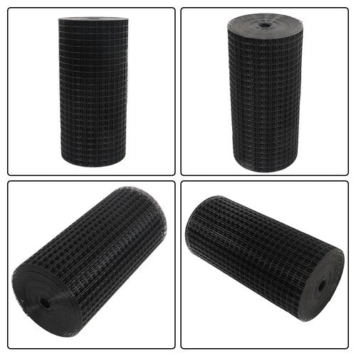 Solid Spare 16 Gauge Black Welded Wire Fence Vinyl Coated Chicken Rabbit Mesh 1inch 24"x100'