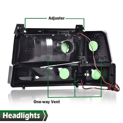 Solid Spare LED DRL Headlights Bumper Lamps Chrome Fit For 92-96 Ford F150 F250 F350 Bronco
