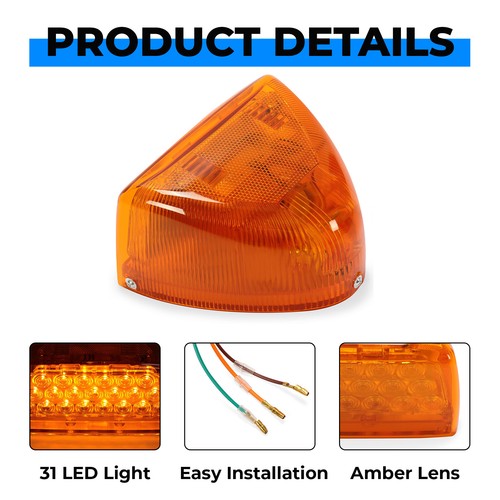 Solid Spare For Peterbilt 379 359 Turn Signal Corner Head Light Marker Light 31 LED Amber