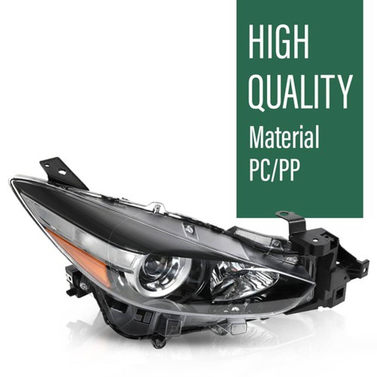 Solid Spare Headlights Assembly For 2017-2018 Mazda 3 Clear Halogen Black Housing Right&Left