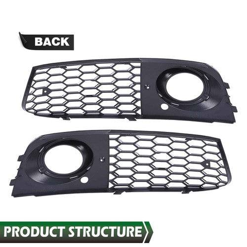 Solid Spare RS4 Style Honeycomb Fog Light Cover Fit For Audi A4 B8 2009-2012 Standard Bumper