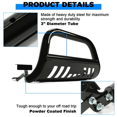 Solid Spare For 2009-2023 Dodge Ram 1500 Brush Bull Bar Push Front Bumper Grille Guard