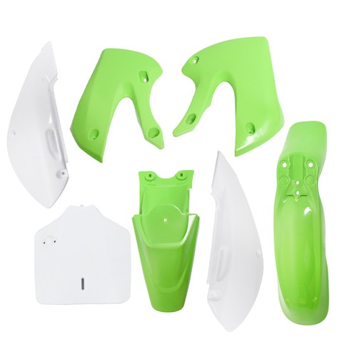 Solid Spare Plastic Fender Fairing Kit Green&White For KX 65 KLX 110 KLX110 DRZ110