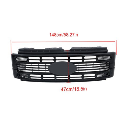 Solid Spare Fit For Ford F250 XL/XLT 2023 2024 Gloss Black Plastic Front Upper Grill Grille