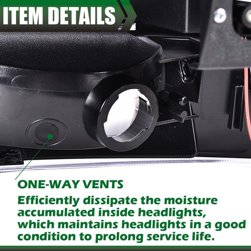 Solid Spare LED DRL Headlights+Bumper Lamps Black Fit For 99-02 Chevy Silverado 00-06 Tahoe