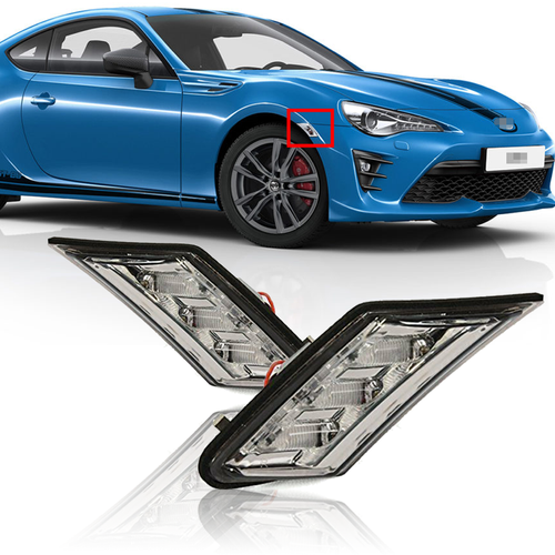 Fit 2013-2019 TOYOTA GT86 BRZ FR-S Smoke Lens Bumper LED Side Marker Lights