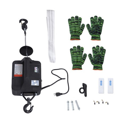 Solid Spare 1500W 2-in-1 Portable Electric Hoist Power Winch 1100lbs Wireless Remote Control
