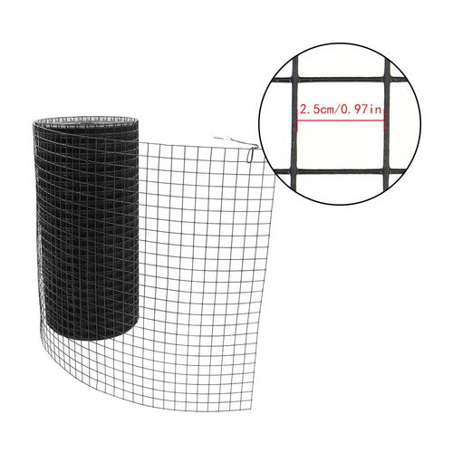Solid Spare 16 Gauge Black Welded Wire Fence Vinyl Coated Chicken Rabbit Mesh 1inch 24"x100'