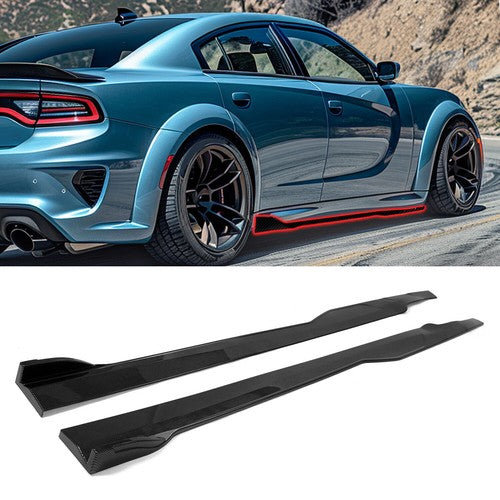 Solid Spare For Dodge Charger SRT RT 2015-2023 Carbon Fiber Look Side Skirt Rocker Panels