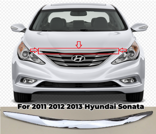 Upper Front Hood Moulding Trim Molding For 2011-2013 Hyundai Sonata Sedan Chrome