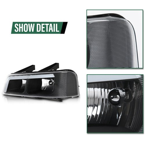 Solid Spare LED Tube Headlights Black Fit For 2003-2023 Chevrolet Express GMC Savana Van