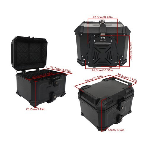 Solid Spare Motorcycle Top Case Waterproof Rear Tour Box with Security Lock Helmet Case 45L
