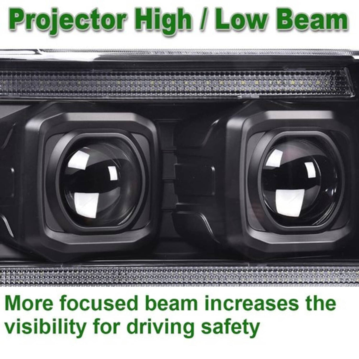 Solid Spare Dual LED Projector Headlights Black Fit For 07-14 Chevy Avalanche Tahoe Suburban