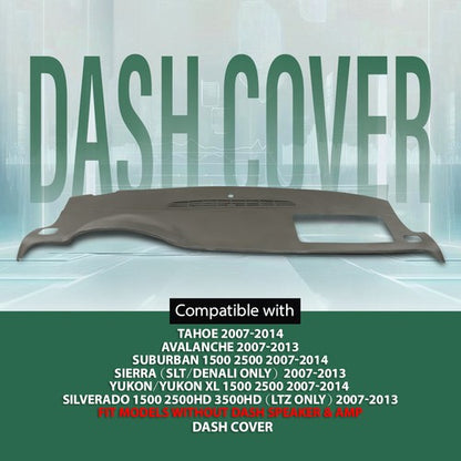 Solid Spare Fit For 07-14 Avalanche Suburban Tahoe Yukon TPE Dashboard Dash Cover Cap Gray