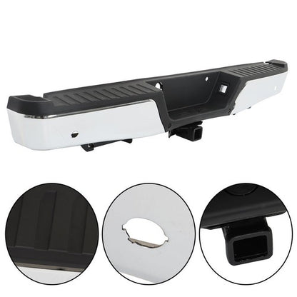 Solid Spare Chrome Rear Bumper For Ford F150 2015-2019 w/ Heavy Duty Tow & Sensor Hole