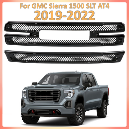 For 2019-2022 GMC Sierra 1500 SLT AT4 Grille Covers Grill Overlay Gloss Black