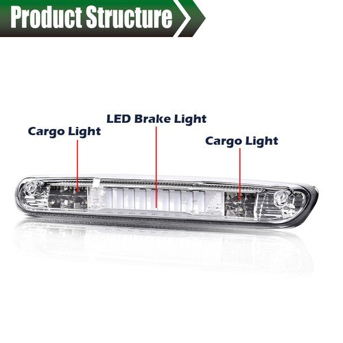 Solid Spare Fit For 07-14 Silverado/Sierra LED Third Brake Tail Light Cargo Lamp Chrome