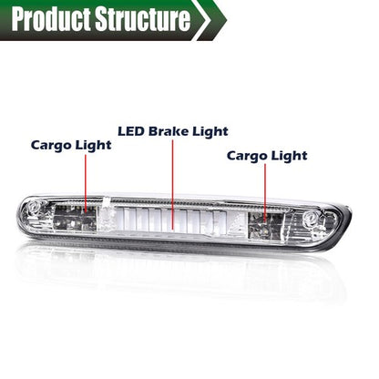 Solid Spare Fit For 07-14 Silverado/Sierra LED Third Brake Tail Light Cargo Lamp Chrome